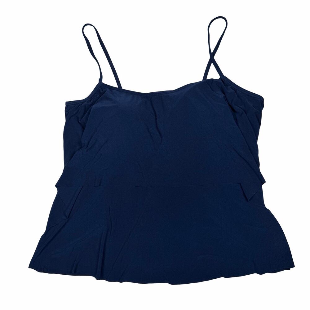 Sonnet Shores Tankini Top Womens Size 16 American Navy Sewn In Pads Tiered